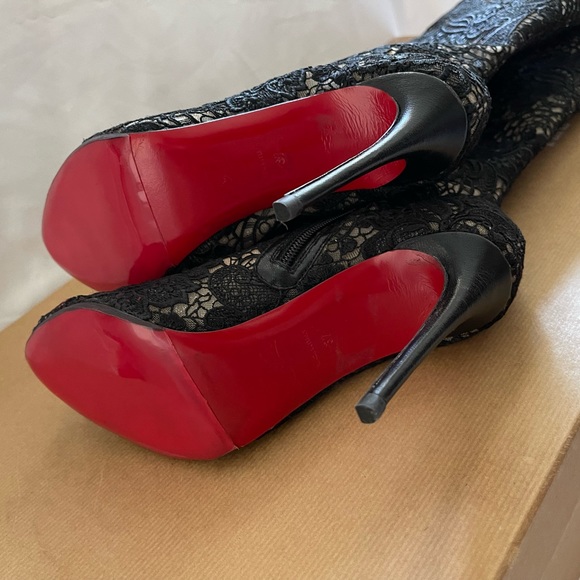 CHRISTIAN LOUBOUTIN Kid Rete Guipure Wax Tennissina 100mm size 37. - Picture 4 of 4